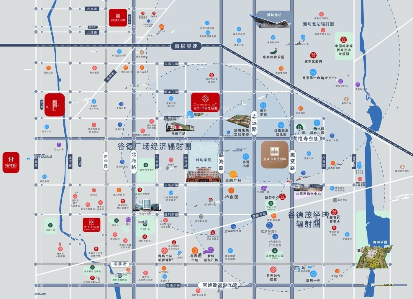 【商业配套】:谷德广场,谷德茂两大商圈,还有万声健康工场,金茂国际大