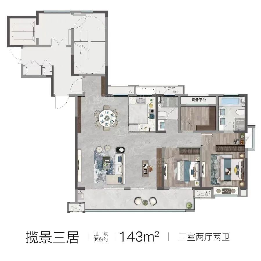 泰州凤城悦湖山3室2厅2卫户型图-泰州楼盘网