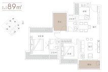 建面89平二房户型