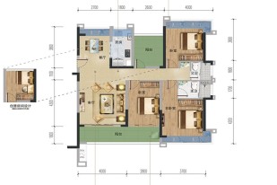 13栋建面127平01/04户型