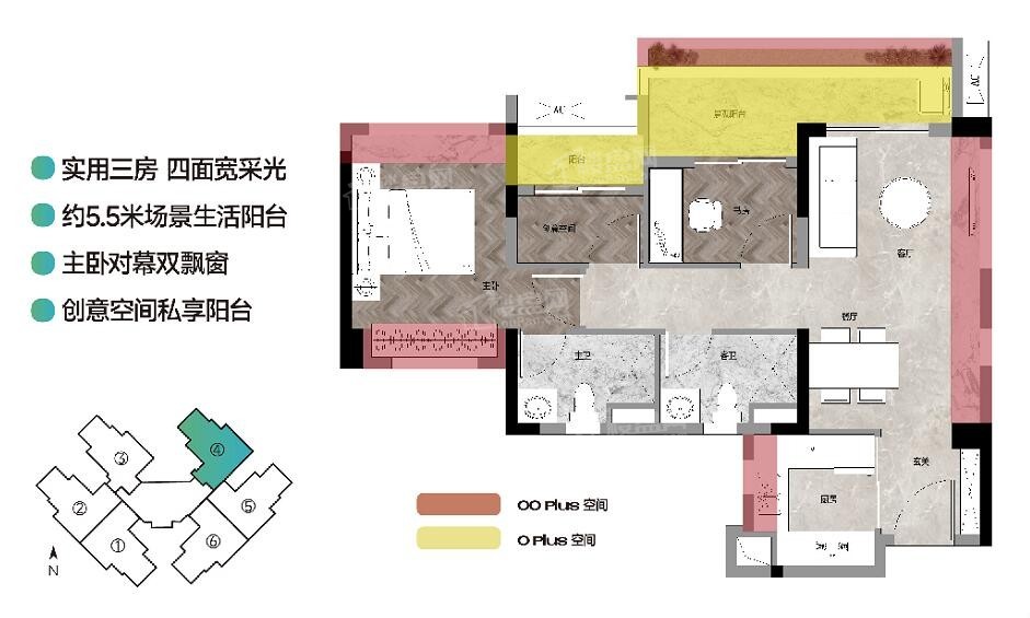广州保利珑玥公馆3室2厅2卫户型图-广州楼盘网