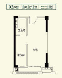 敏捷水映澜山公寓户型图43㎡111