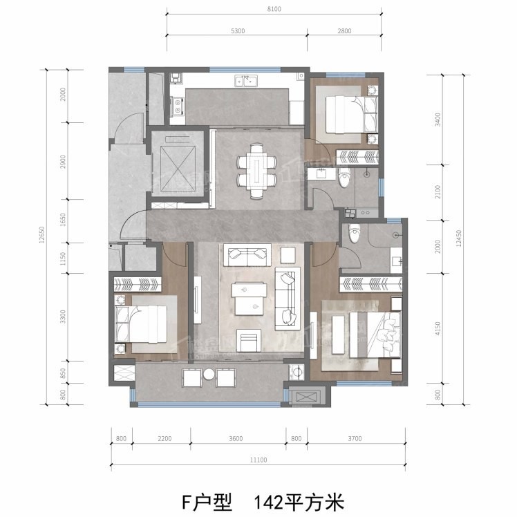 潍坊绿城桂语江南3室2厅2卫户型图-潍坊楼盘网