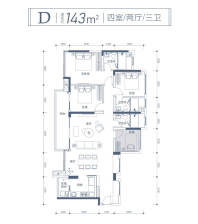 湾区西部华侨城户型图143㎡423