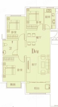 D1户型建面107.83平米