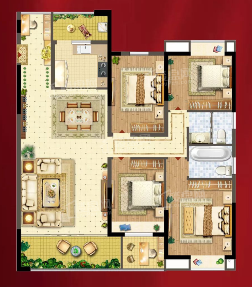 宁乡苏建·晴川府4室2厅2卫户型图-宁乡楼盘网