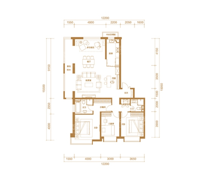 建面约200㎡四室两厅两卫