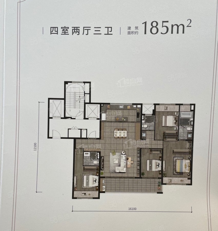泰州靖樾东方4室2厅3卫户型图-泰州楼盘网