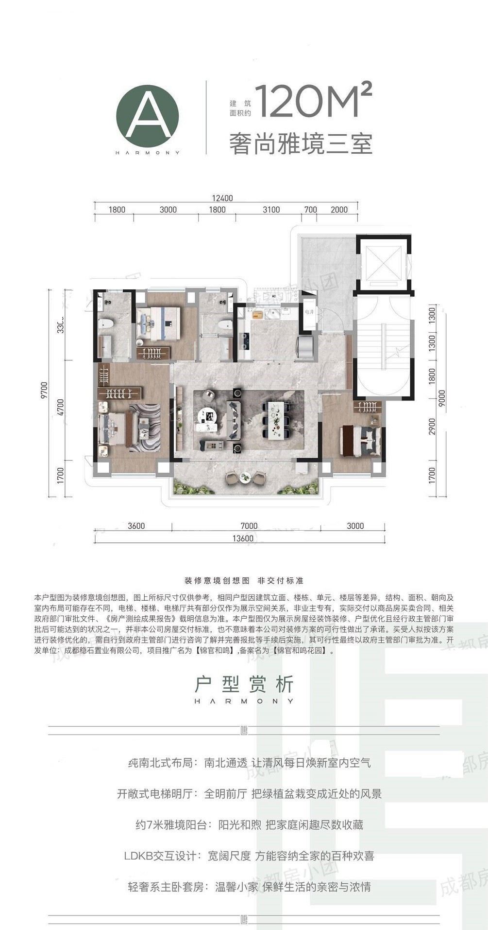 成都华润置地 鼎信长城 锦官和鸣3室2厅2卫户型图-成都楼盘网