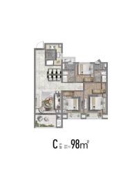 大名城映辰C户型98平户型图