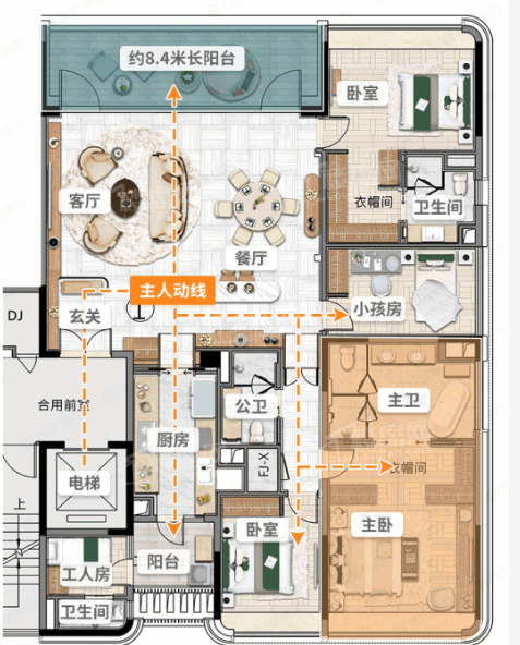 广州侨鑫·保利·汇景台4室2厅3卫户型图-广州楼盘网