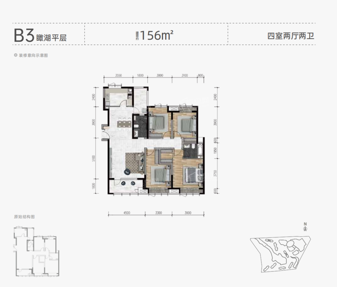 贵阳贵阳茅台广场4室2厅3卫户型图-贵阳楼盘网