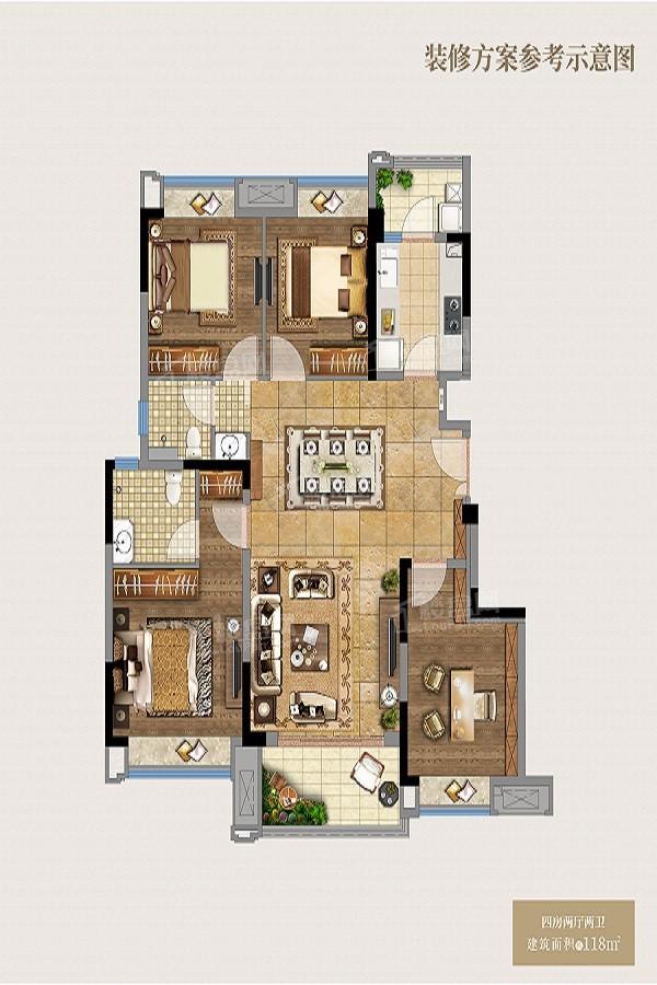 4室2厅2卫建筑面积118㎡