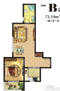 3号楼B户型72.59平