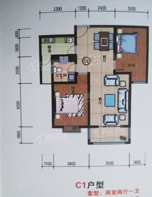 熙园文昌居2室户型图