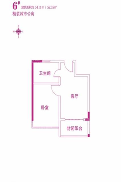 正大国贸6#公寓54.11-52.3-1室1厅1卫-54.0㎡