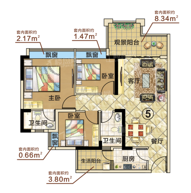 肇庆龙江太古城1室2厅1卫户型图-肇庆楼盘网