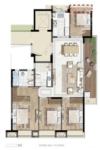 4室2厅2卫建筑面积128-129㎡