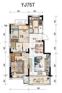 2室2厅1卫 建筑面积约84平