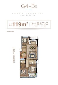 4室2厅2卫 建筑面积约119平