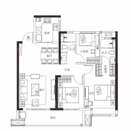 3室2厅2卫建面约109平