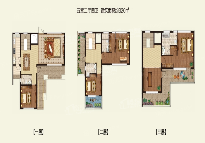 D户型（五室两厅四卫，建面约220㎡）