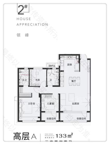 建筑面积约133m2臻席高层 户型鉴赏