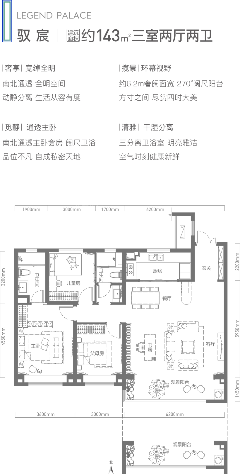 西安旭辉国宸府3室2厅2卫户型图-西安楼盘网