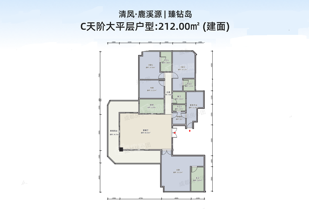 成都清凤鹿溪源7室5厅7卫户型图-成都楼盘网
