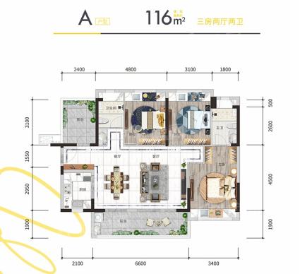 A户型（建面约116㎡）