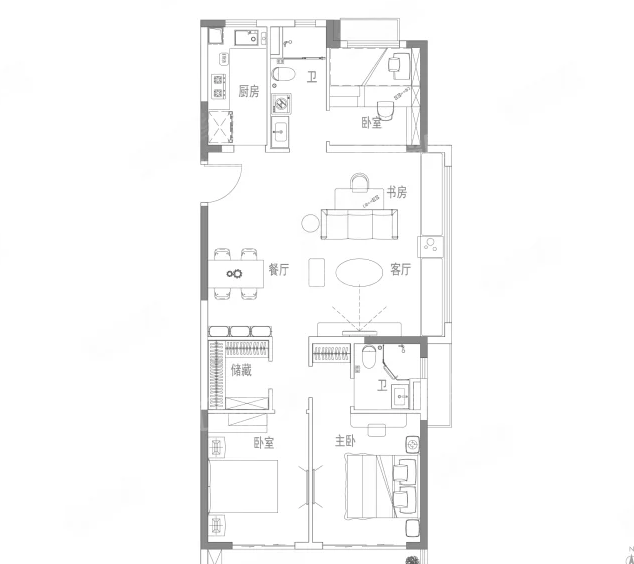 3室2厅2卫1厨， 建面123.00平米