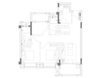 3室2厅2卫1厨， 建面88.00平米