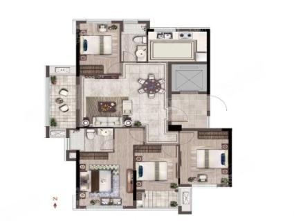 4室2厅2卫1厨， 建面117.00平米