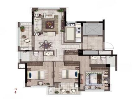 3室2厅2卫1厨， 建面108.00平米