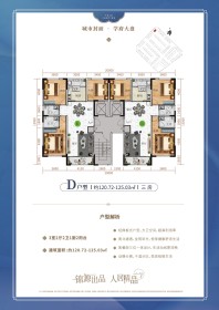 （高层）D户型-三房两厅两卫一厨两阳台-120.72-125.03㎡