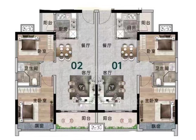 佛山东建明德城4室2厅2卫户型图-佛山楼盘网