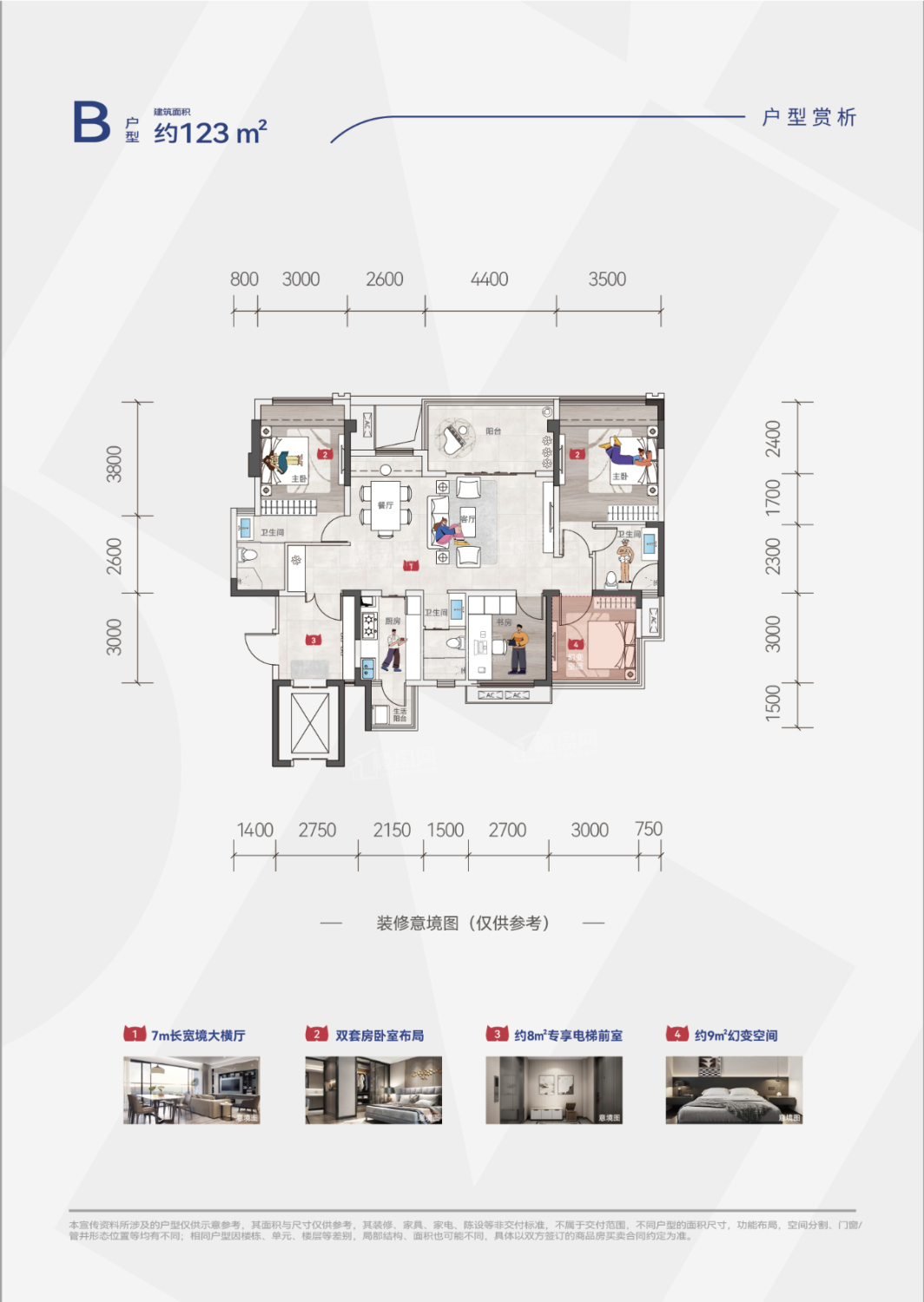 绵阳新投美学生活中心4室2厅3卫户型图-绵阳楼盘网