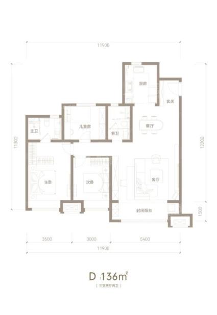 D-136平3室2厅2卫