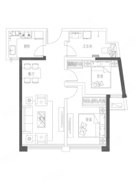 2室2厅1卫1厨， 建面97平米