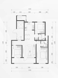 3室2厅2卫1厨， 建面117平米