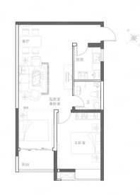 1室2厅1卫1厨， 建面78平米