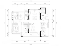 4室2厅3卫1厨， 建面180平米