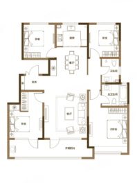 4室2厅2卫1厨， 建面137平米