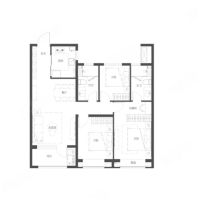 3室2厅2卫1厨， 建面114平米