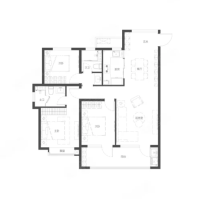 3室2厅2卫1厨， 建面121平米