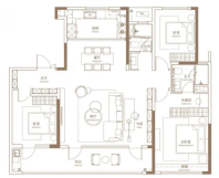 3室2厅2卫1厨， 建面158平米