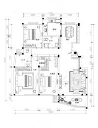 3室2厅2卫1厨， 建面159平米