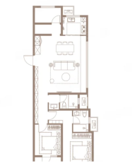 3室2厅2卫1厨， 建面113平米