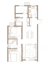 3室2厅2卫1厨， 建面113平米