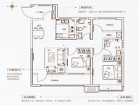 3室2厅2卫1厨， 建面105平米